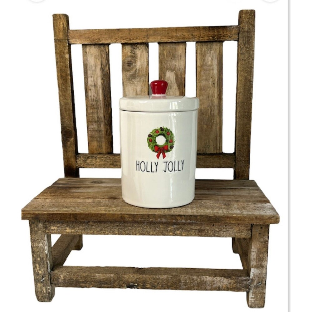 Rae Dunn HOLLY JOLLY WREATH Jar